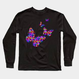 Rainbow Spotted Butterflies Long Sleeve T-Shirt